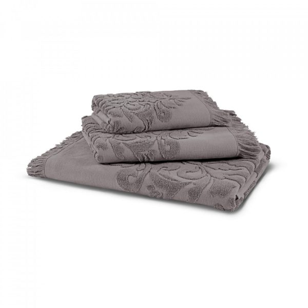 hamam penna solid jacquard hand towel mercury grey grup
